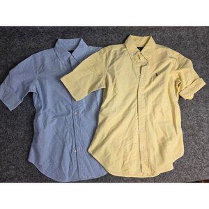 Ralph Lauren Mens XS Short-Sleeve Button-Up Shirts Yellow & Blue Lot Of 2 Cotton